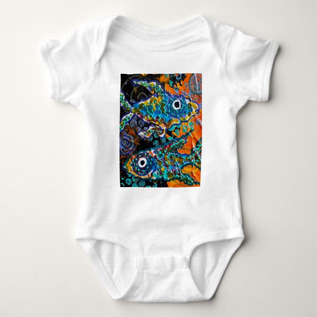 T-Shirt Tropical de Dois Peixes (Frente)