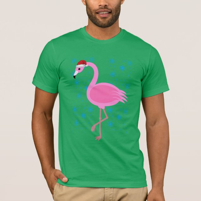 T-shirt tropical de Papai Noel do flamingo do (Frente)