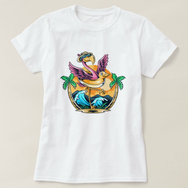 T-Shirt Tropical de Praia Funny (Frente do Design)