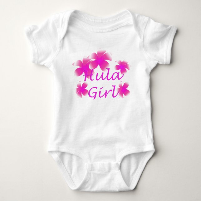 T-shirt Tropical Luau Hula Girl Floral Crianças Creeper (Frente)