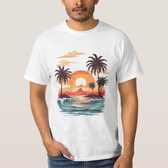 T-Shirt Tropical Sunset Summer Beach da Flórida (Frente)