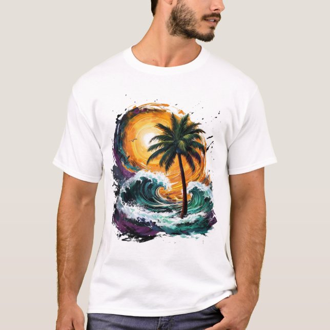 T-Shirt Tropical Sunset Wave (Frente)