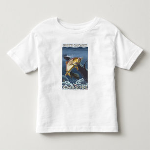 T-shirt Truta que pesca o secção transversal - cascatas