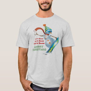 T-shirt Tshirt - boneco de neve do Natal da snowboarding