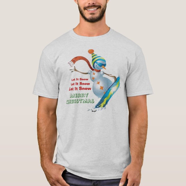 T-shirt Tshirt - boneco de neve do Natal da snowboarding (Frente)