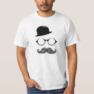 T-shirt Tshirt Branco Chapéu Luneta Bigode