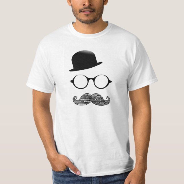 T-shirt Tshirt Branco Chapéu Luneta Bigode (Frente)