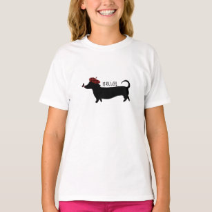 T-shirt Tshirt da menina do cão de salsicha