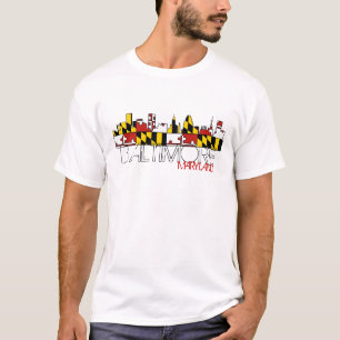 T-shirt Tshirt da skyline da bandeira de Baltimore