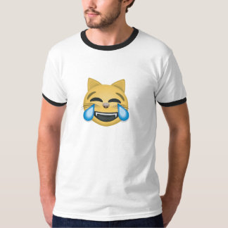 T-shirt TShirt de grito de riso de Emoji do duro do gato