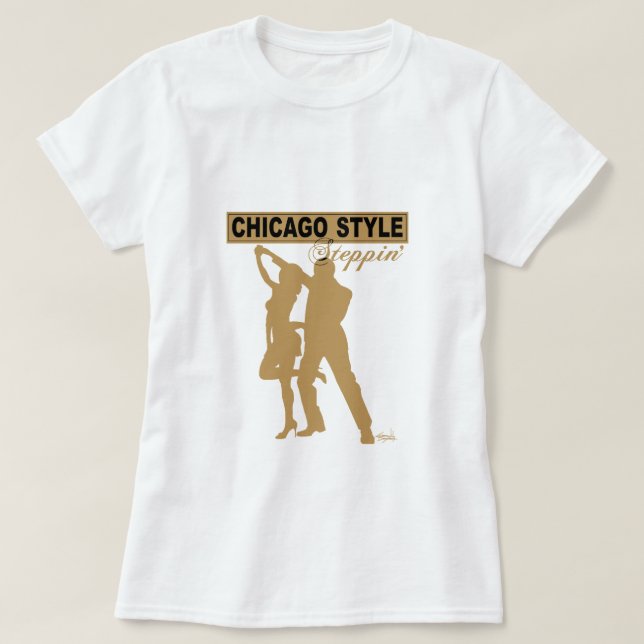 T-shirt TShirt de Steppin do estilo de Chicago (Frente do Design)