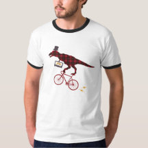 Tshirt do ciclismo do dinossauro da xadrez da fita