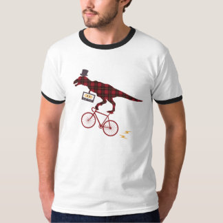 T-shirt Tshirt do ciclismo do dinossauro da xadrez da fita