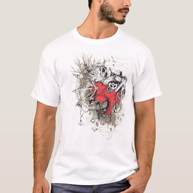 T-shirt tshirt do coração do steampunk (Frente)