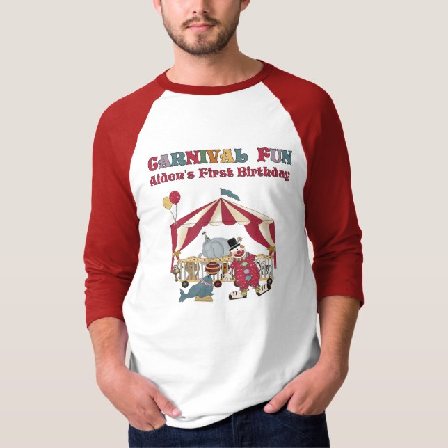 T-shirt Tshirt do Raglan da Capa do aniversário 3/4 de (Frente)