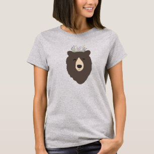 T-shirt Tshirt do urso com coroa da flor