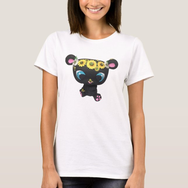 T-shirt Tshirt do urso preto (Frente)
