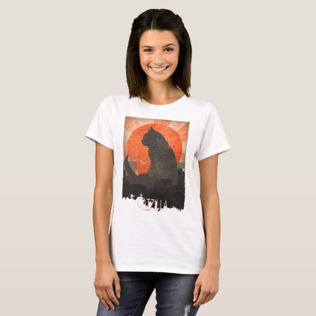 T-shirt Tshirt engraçado e Hoddie de Catzilla (Frente Completa)