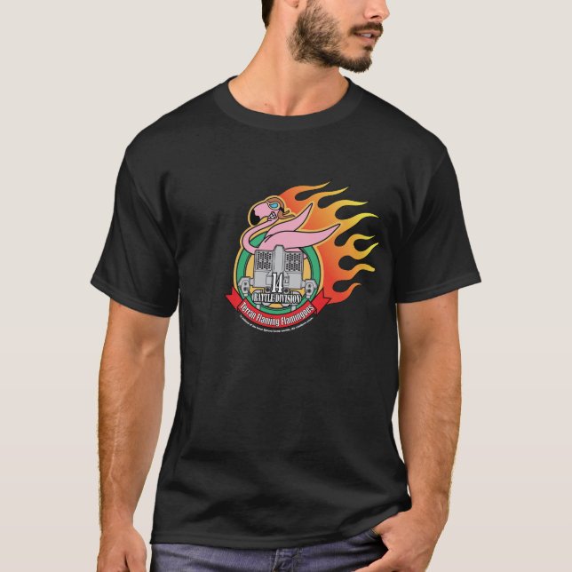 T-shirt Tshirt flamejante V2 dos flamingos de MechCorps (Frente)