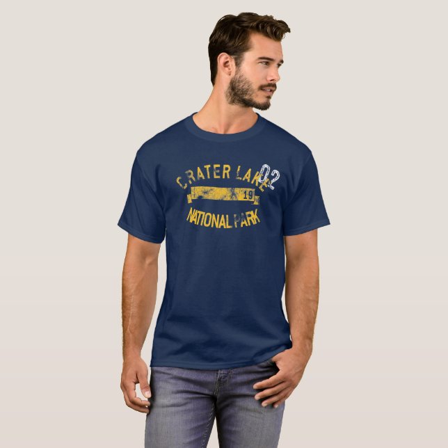 T-shirt Tshirt retro de Oregon do parque nacional do lago (Frente Completa)