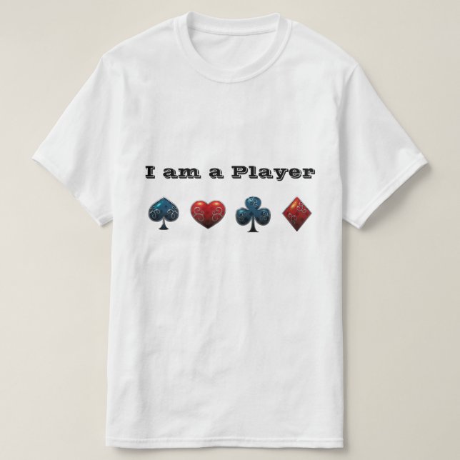 T-shirt Tubarão de Cartão do Jogador de Poker (Frente do Design)