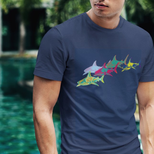 T-shirt Tubarões Coloridos legal (colorful graphic illustration of sharks)