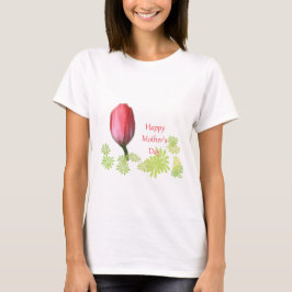 T-shirt tulipa vermelha, dia de as mães feliz
