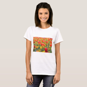 T-shirt Tulipas, Brilhante e colorido, amarelas e vermelha