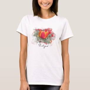 T-shirt Tulipas vermelhas e amarelas