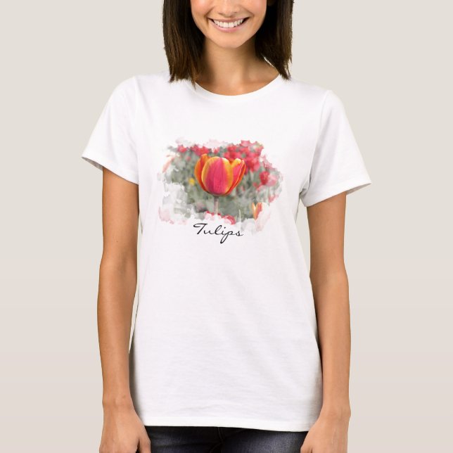 T-shirt Tulipas vermelhas e amarelas (Frente)