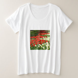 T-shirt Tulipas vermelhas e brancas