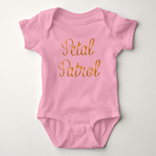 T-shirt Tutu do bebê da patrulha da pétala na fita Doura