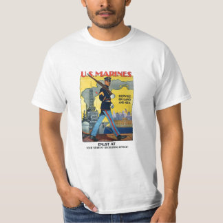 T-shirt U.S. Fuzileiros navais: Serviço na terra e no mar!
