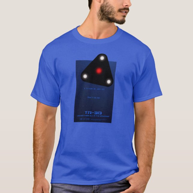 T-shirt UFO preto do triângulo TR-3B (Frente)