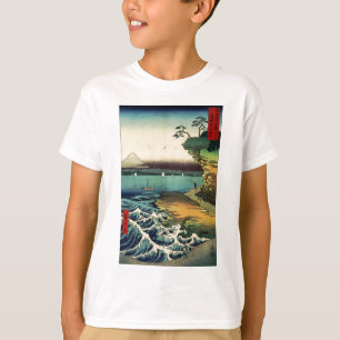 T-shirt Ukiyo-e Japonês Antigo Monte Fuji 房州保田ノ海岸