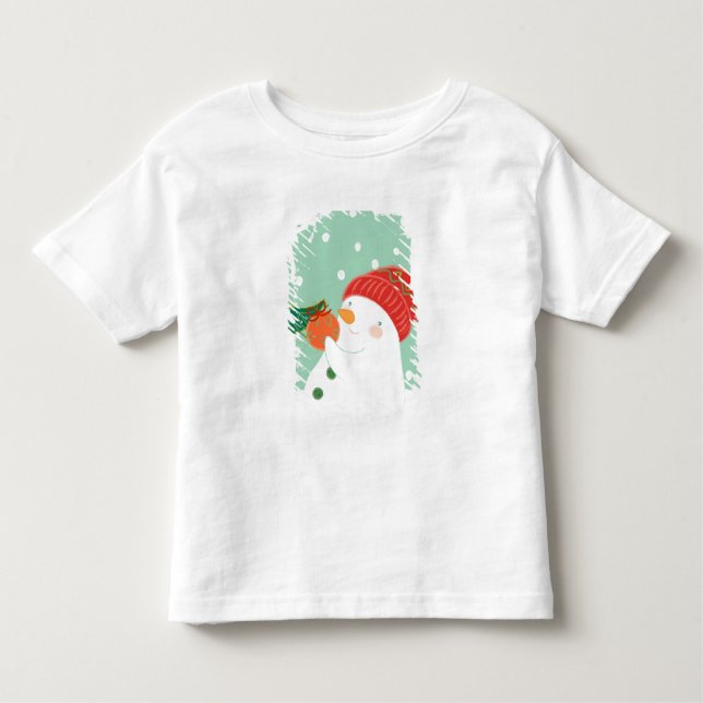 T-shirt Um boneco de neve que pendura um ornamento em uma (Frente)