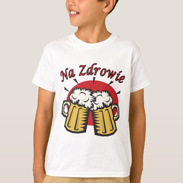 T-shirt Um Brinde Zdrowie Com Perucas De Cerveja (Frente)