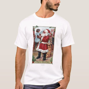 T-shirt Um ChristmasSanta alegre que guardara a menina no
