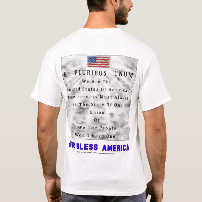 T-shirt Um Dividir-DEUS da nação ABENÇOA AMÉRICA em letras (Verso)