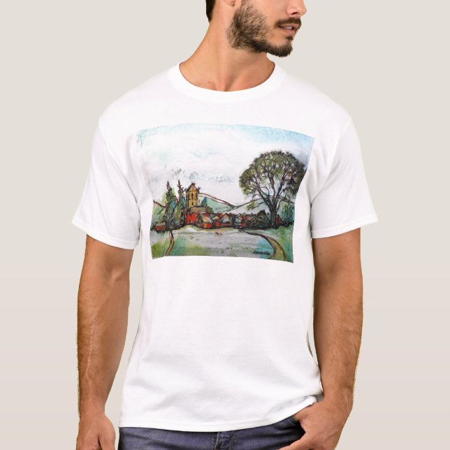 T-shirt Um esboço da Aldeia Britânica Idyllic (Frente)