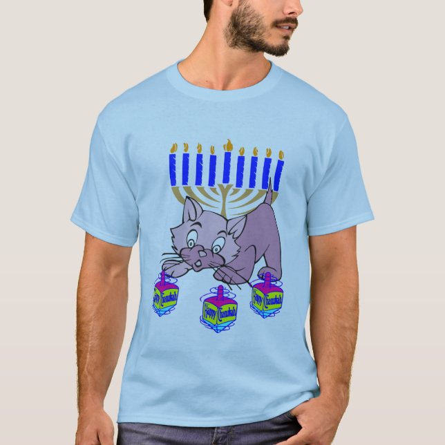 T-shirt Um gatinho de Hanukkah (Frente)