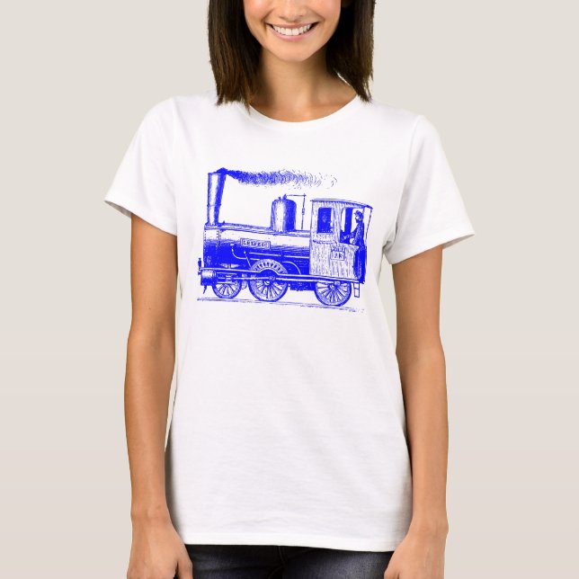 T-shirt Um homem e seu trem - Azul (Frente)