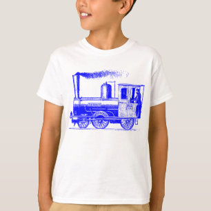 T-shirt Um homem e seu trem - azul