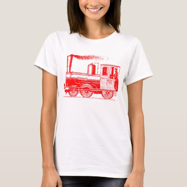 T-shirt Um homem e seu trem - Vermelho (Frente)