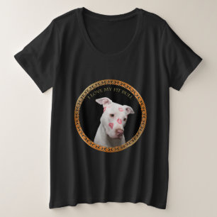 T-shirt Um pitbull branco com beijos vermelhos por todo o
