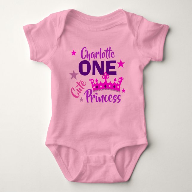 T-shirt Um primeiro aniversario princesa bonito personaliz (Frente)