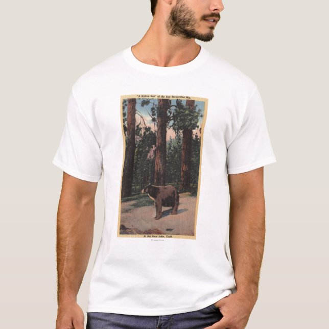 T-shirt Um urso de Brown nas madeiras (Frente)