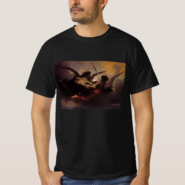 T-shirt Uma alma trazida para o céu por Bouguereau (Frente)