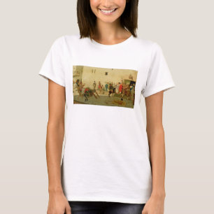 T-shirt Uma cena romana da rua com músicos e um Performi
