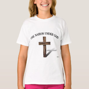 T-shirt Uma Nação Sob Deus com cruz robusta